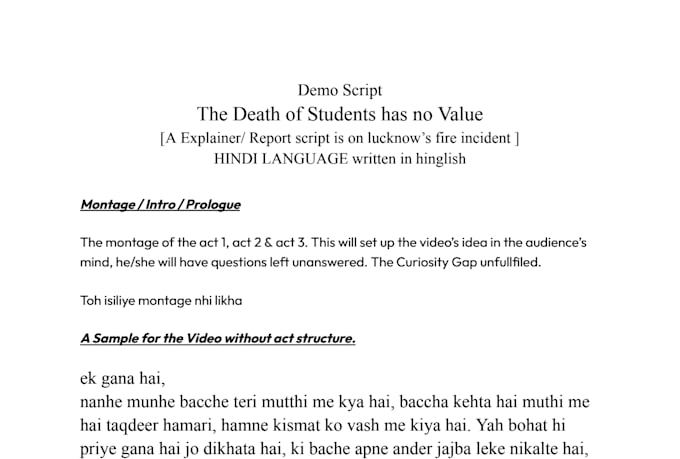 write scripts, essays, blogs, and documentary content